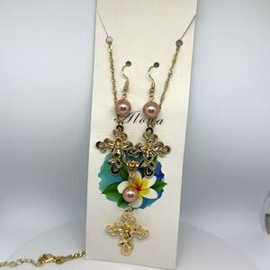 Cross Necklace and Earrings Set